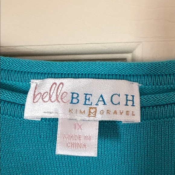 Belle by Kim Gravel Teal Palm Tree Sweater - Picture 2 of 7